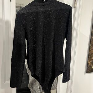Black Sparkly Long Sleeve Bodysuit